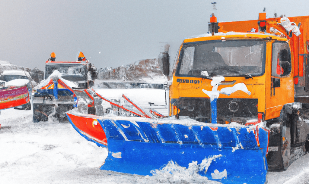 Snow plowing trucks