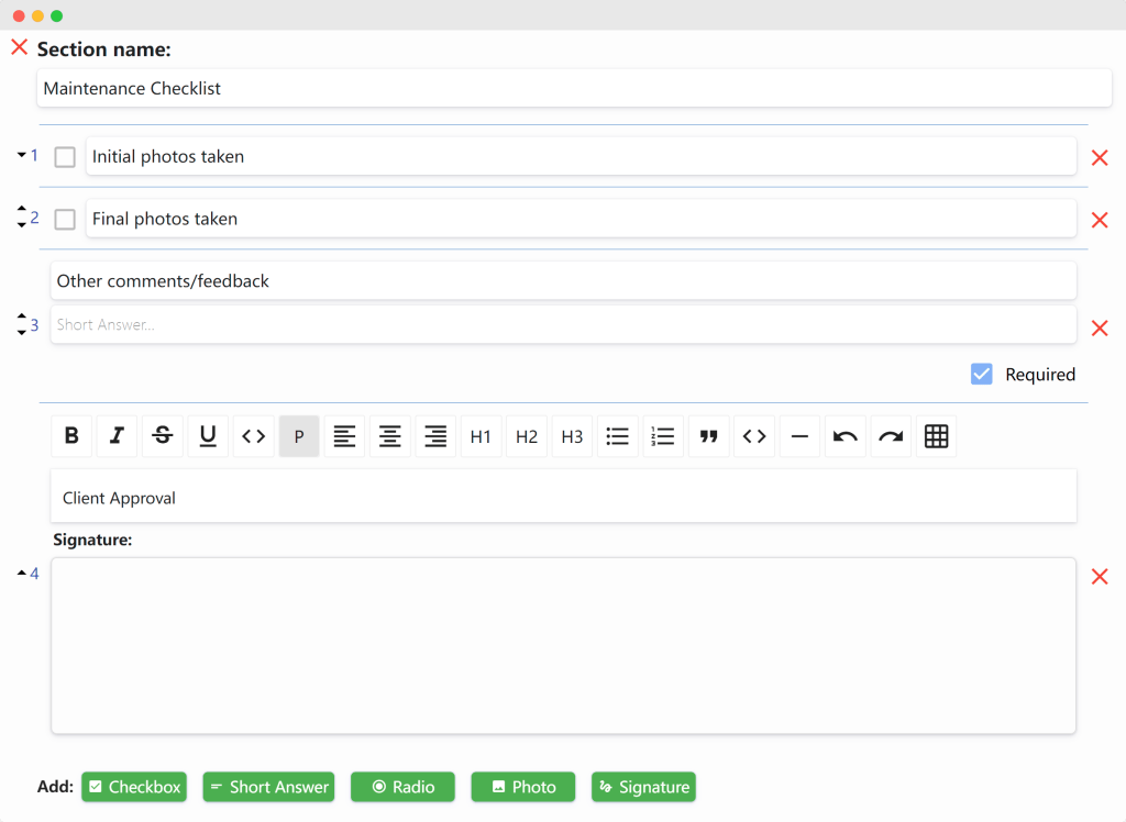 Customizable Job Forms