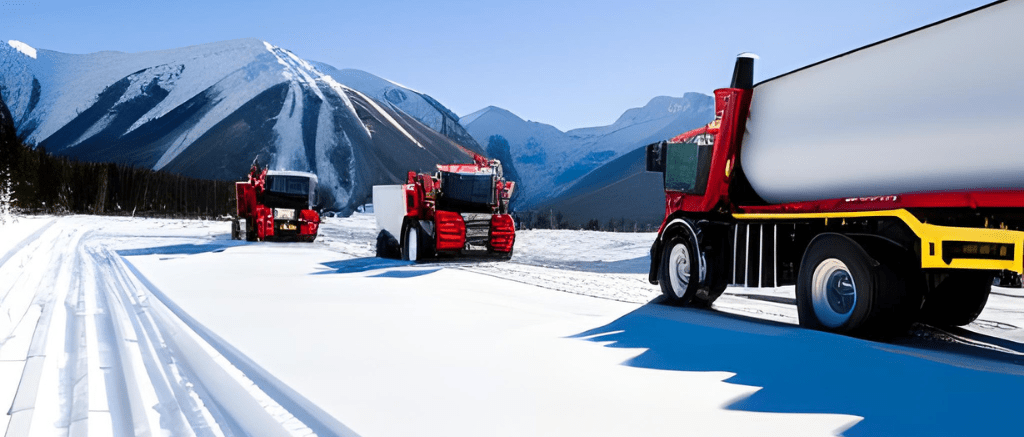 snow removal trucks plowing parking lots